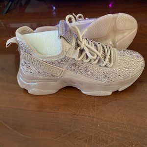 Steve Madden Maxima Mauve  Rhinestone Lace Up Chunky Heel Low Top Size 7